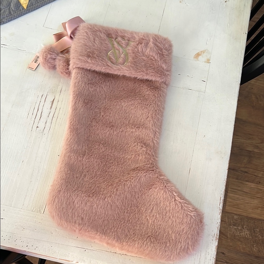 Victoria's Secret Pink Faux Fur Stocking
